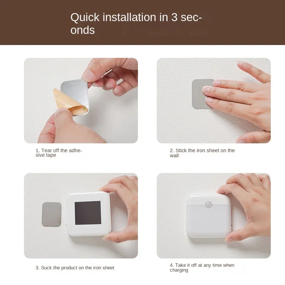 Motion Sensor Light USB Night Light LED Lamp With Switch Rechargeable Inductor Lights For Kitchen Stairs Hallway Closet Bedroom thumbnail 5