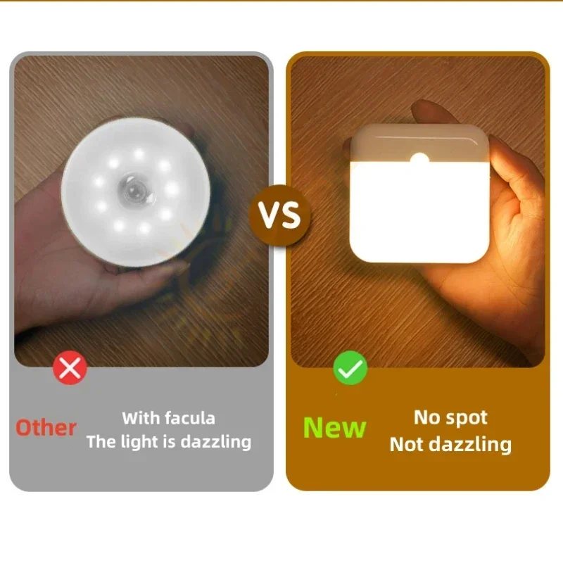 Motion Sensor Light USB Night Light LED Lamp With Switch Rechargeable Inductor Lights For Kitchen Stairs Hallway Closet Bedroom thumbnail 4