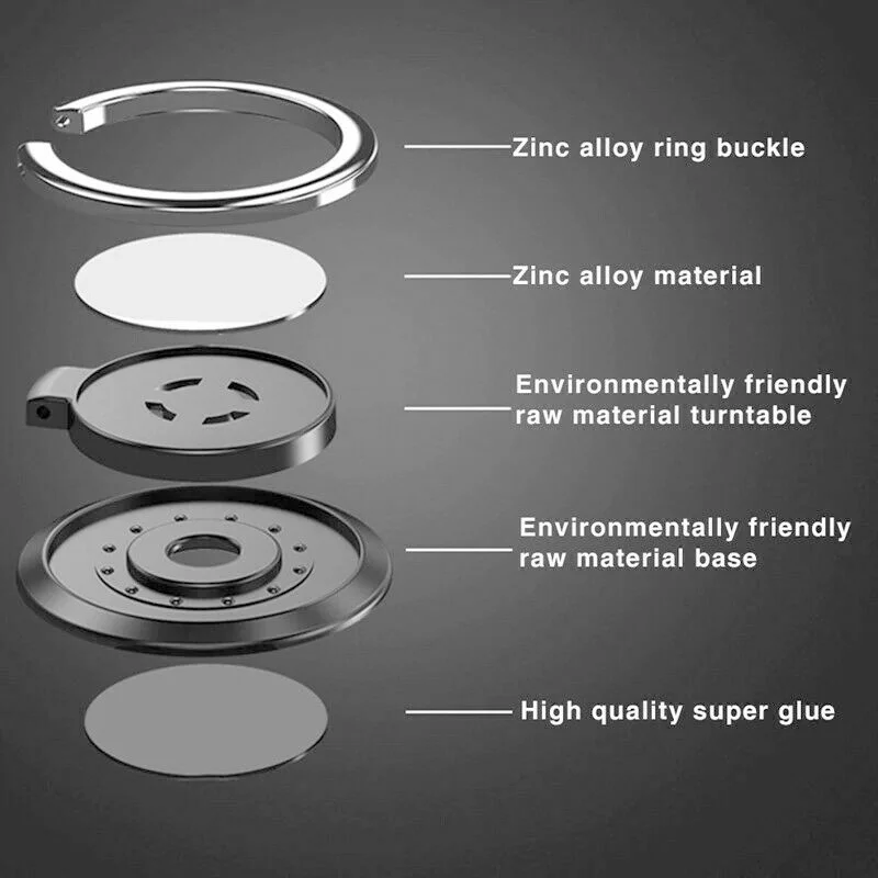 Finger Ring Holder Stand Grip 360 Rotating For Mobile Phone Car Magnetic Mount Phone Back Sticker Pad Unniversal Bracket thumbnail 6
