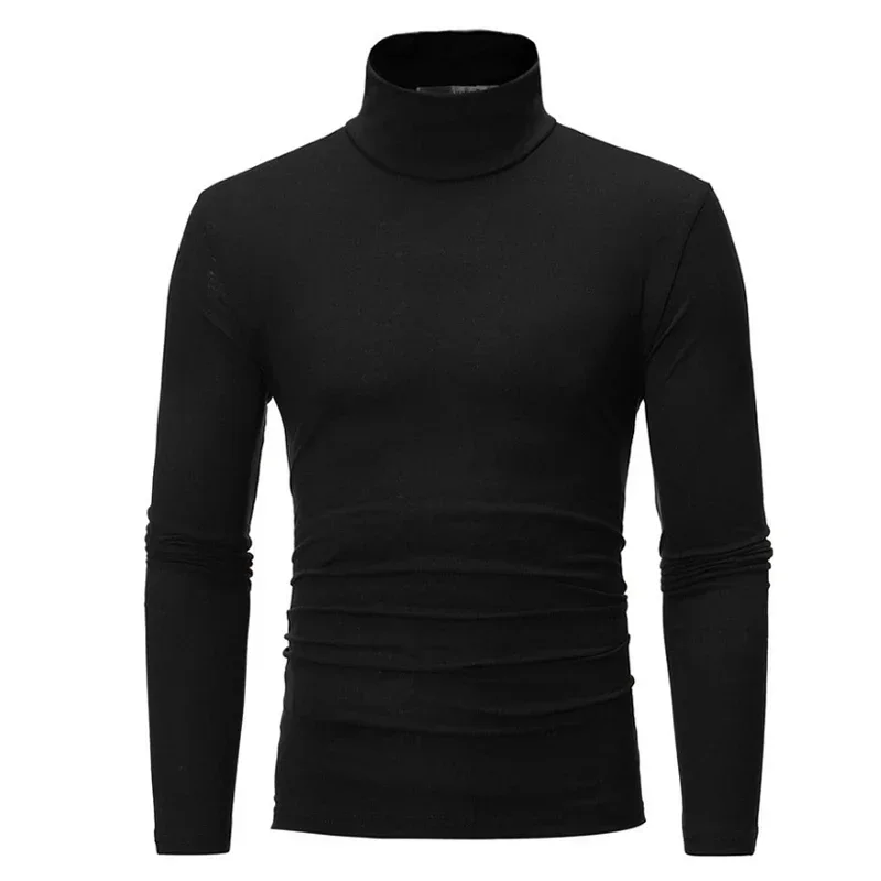 Spring Autumn Thin Men Pullovers Sweaters Turtleneck Knitted Sweater for Men Warm Clothing Male Sweaters Full Black White Tops thumbnail 3