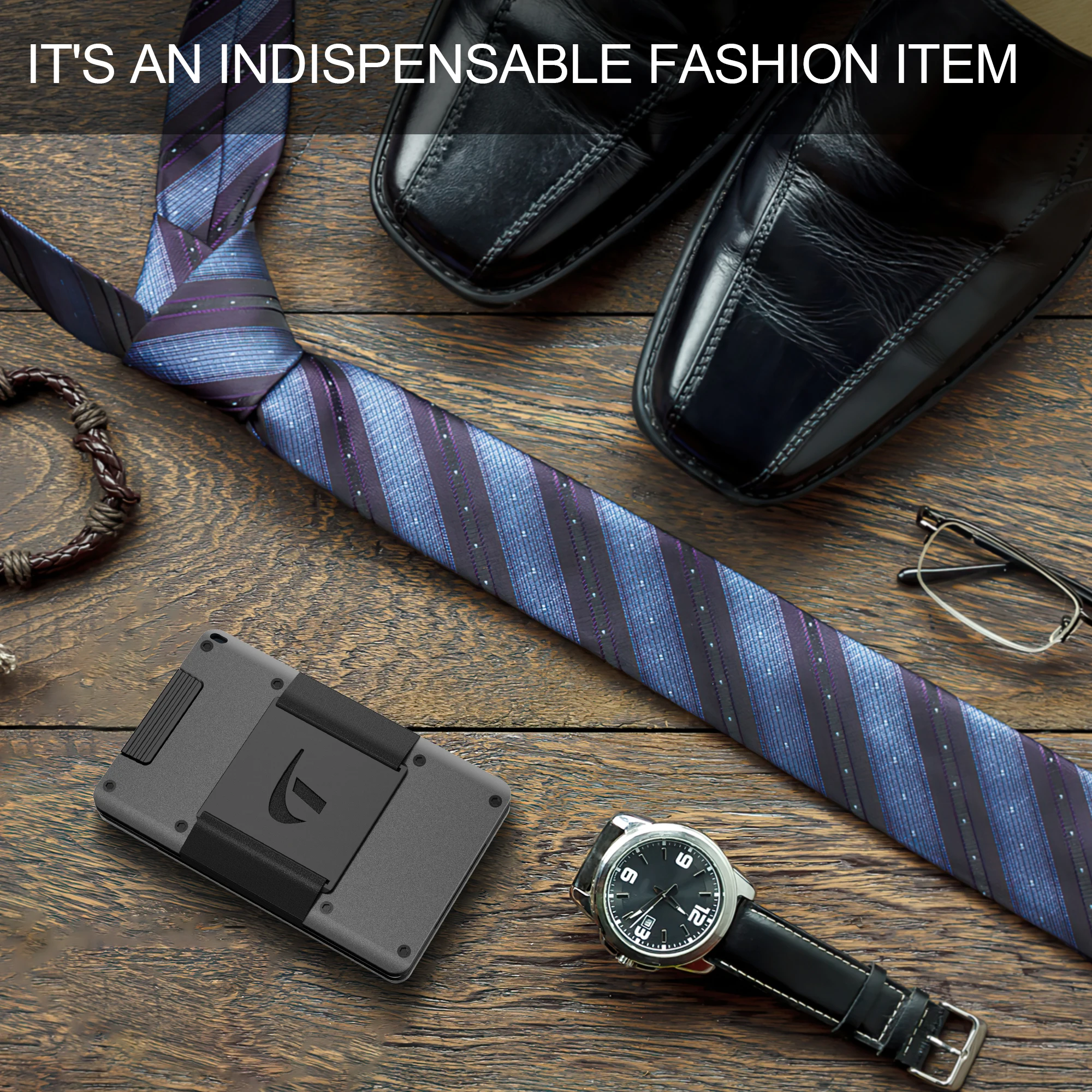 Minimalist Wallet For Men - Aluminum Slim Stretchable Belt Draw-Out Metal Wallet  , Holds up 15 Cards with Cash Strap,Card holde thumbnail 4