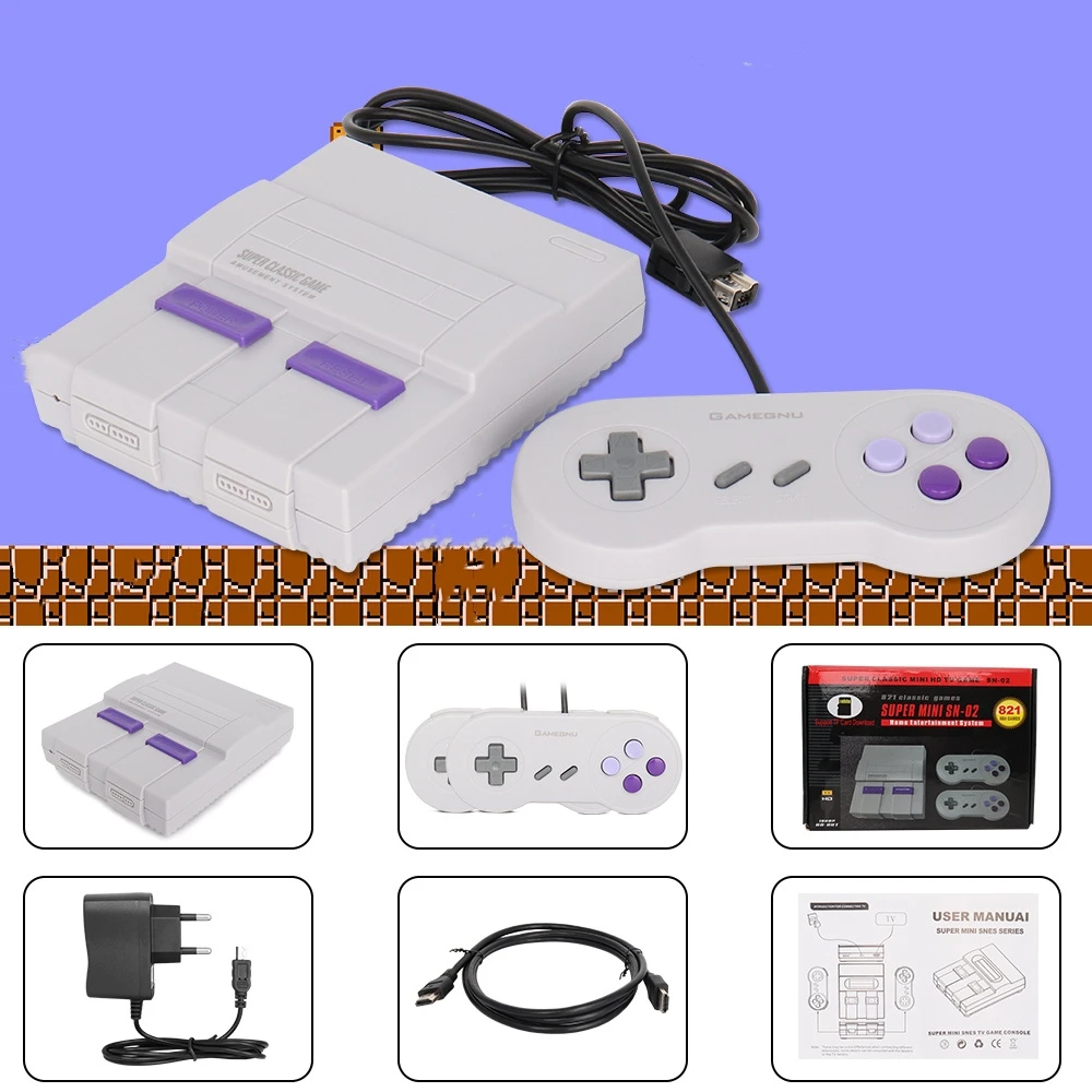 2023 Super HD Output For SNES Retro Classic Handheld Video Game Player TV Mini Game Console Built-in 821 Games with Dual Gamepad thumbnail 3