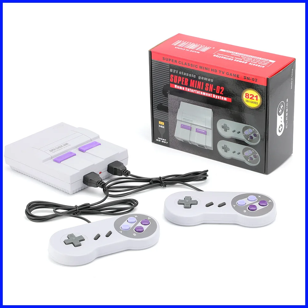 2023 Super HD Output For SNES Retro Classic Handheld Video Game Player TV Mini Game Console Built-in 821 Games with Dual Gamepad