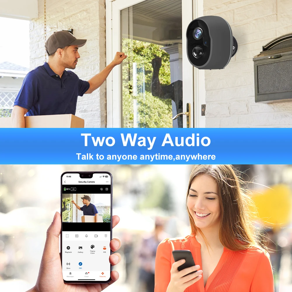3MP Tuya Smart Life APP Rechargeable Battery Wireless WiFi Outdoor Solar Infrared Buzzer Siren Security Surveillance CCTV Camera thumbnail 3