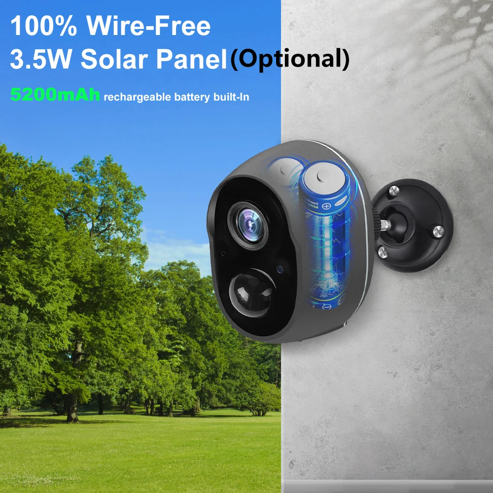 3MP Tuya Smart Life APP Rechargeable Battery Wireless WiFi Outdoor Solar Infrared Buzzer Siren Security Surveillance CCTV Camera thumbnail 4