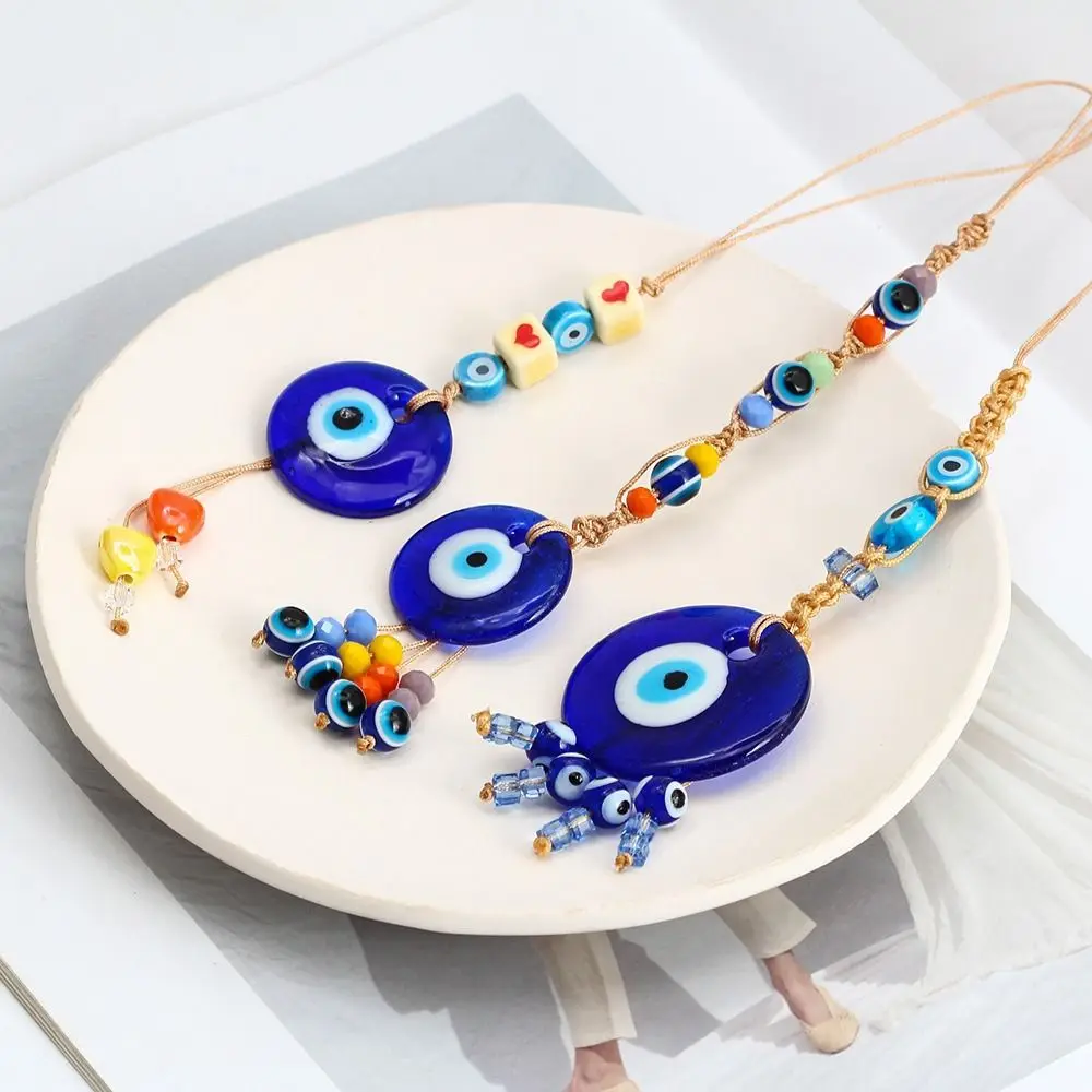 Pendant Colorful Bead Braided Rope Wall Hanging Demon Eye Pendant Car Hanger Decoration Home Wall Hanger Blue Eye Key Chain thumbnail 2