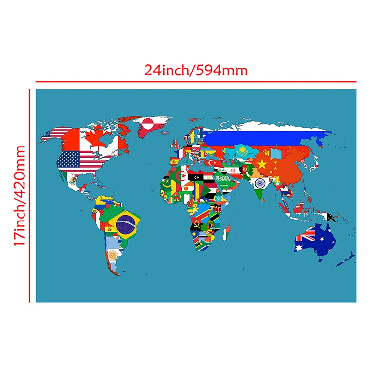 World Map 59x42cm Classic Edition Small Spray Canvas Posters Prints Background for School Classroom Office Supplies thumbnail 4