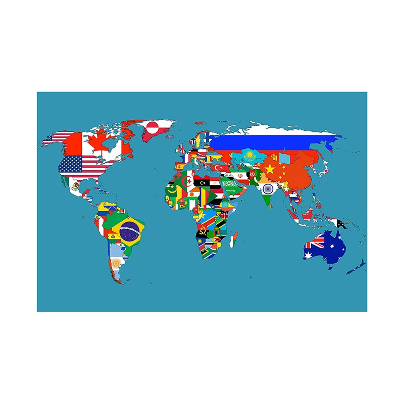 World Map 59x42cm Classic Edition Small Spray Canvas Posters Prints Background for School Classroom Office Supplies thumbnail 3