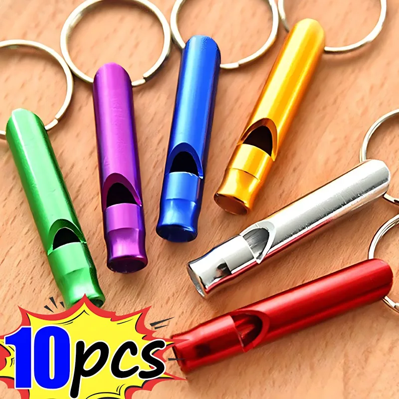 5/10pcs Multifunctional Aluminum Emergency Survival Whistle Keychain for Camping Hiking Outdoor Tools Training Whistle Gift