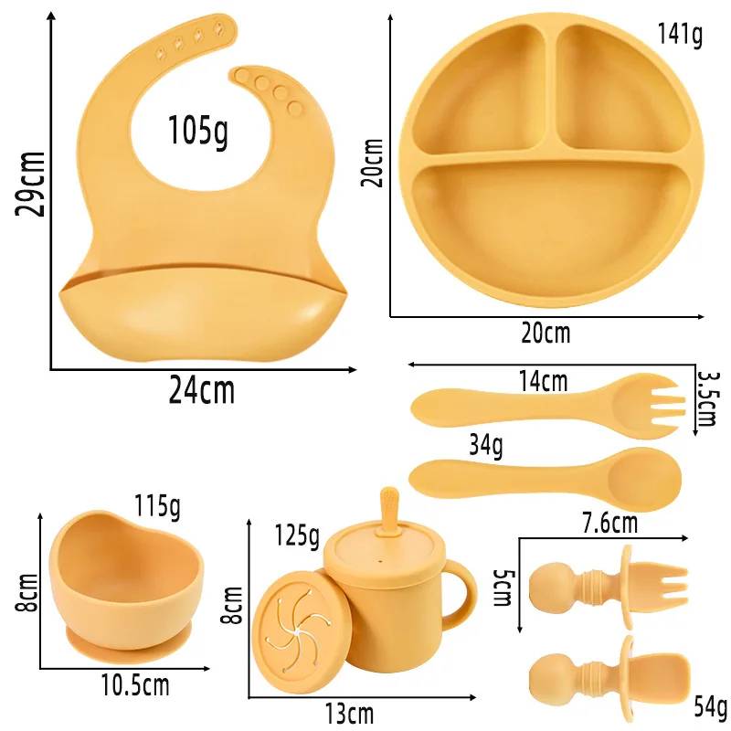 BPA Free Silicone Baby Feeding Set Sucker Bowl Dinning Plate Straw Cup Spoon Forks for Kids Baby Tableware Children Dishes thumbnail 6