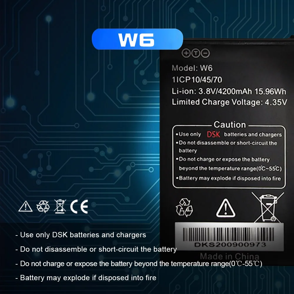 ANYSECU W6 4200mAh Battery For W6 Walkie Talkie Phone Zello PTT Moblie Phone thumbnail 5