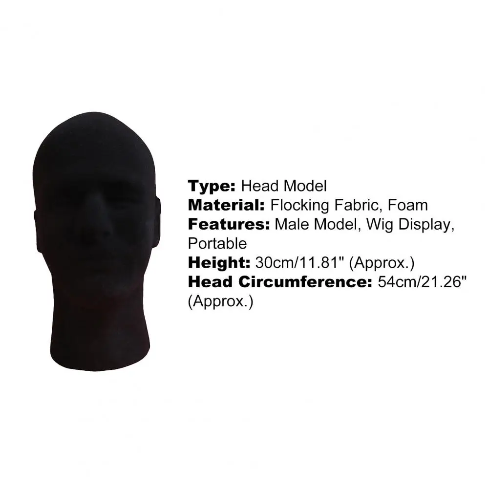 Male Foam Flocking Head Model Glasses Headset Wig Display Stand Tool Mannequin hairdresser's head Black foam mannequin hair head thumbnail 4