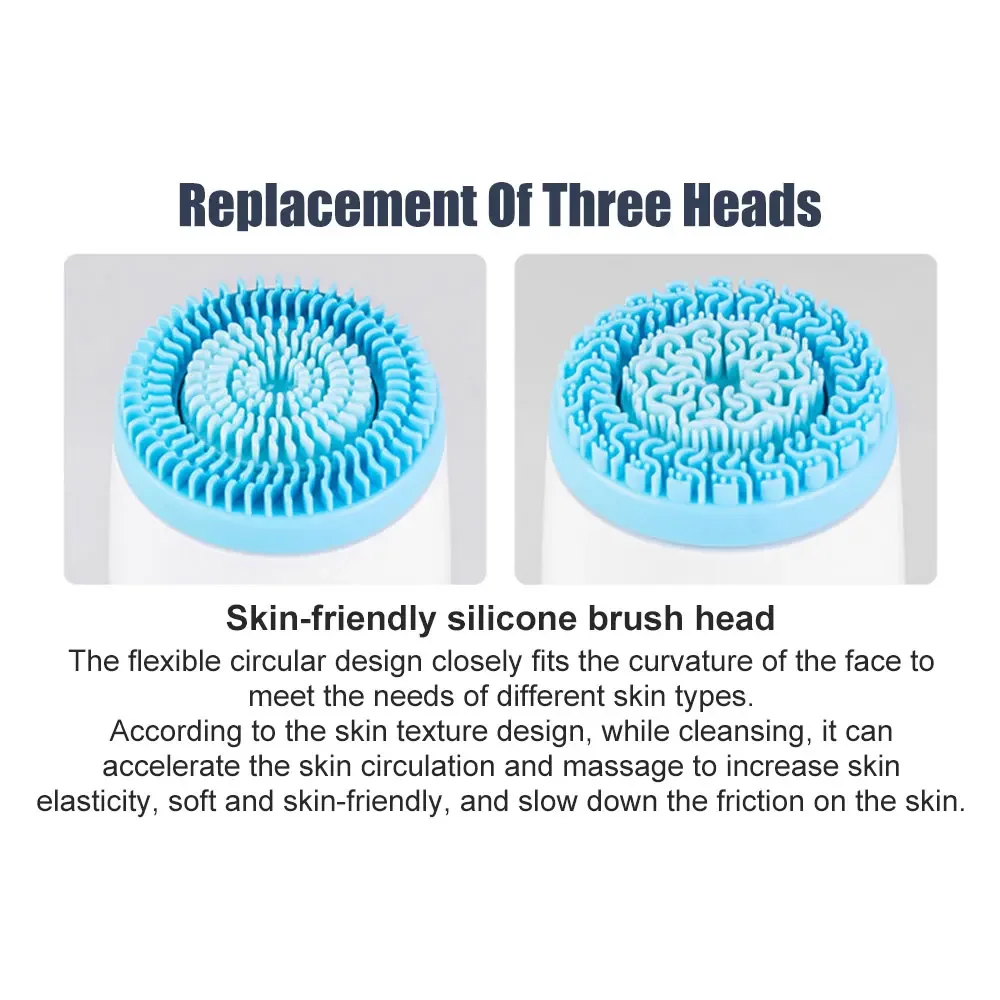 3 In 1 Electric Cleansing Brush Ultrasonic Facial Cleaner Face Massagers Sonic Rotating Cleansing Brush Face Deep Cleansing Tool thumbnail 3