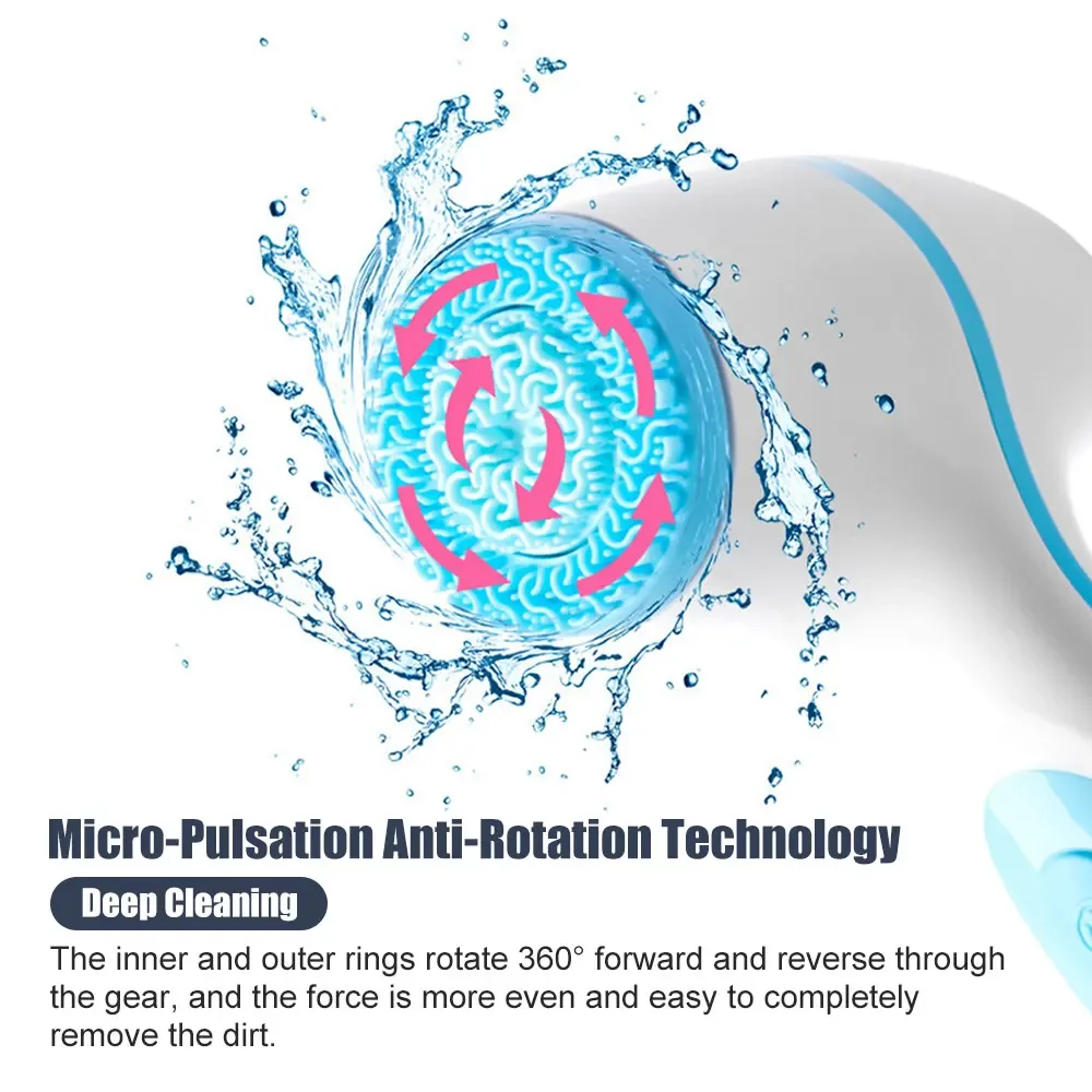 3 In 1 Electric Cleansing Brush Ultrasonic Facial Cleaner Face Massagers Sonic Rotating Cleansing Brush Face Deep Cleansing Tool thumbnail 2
