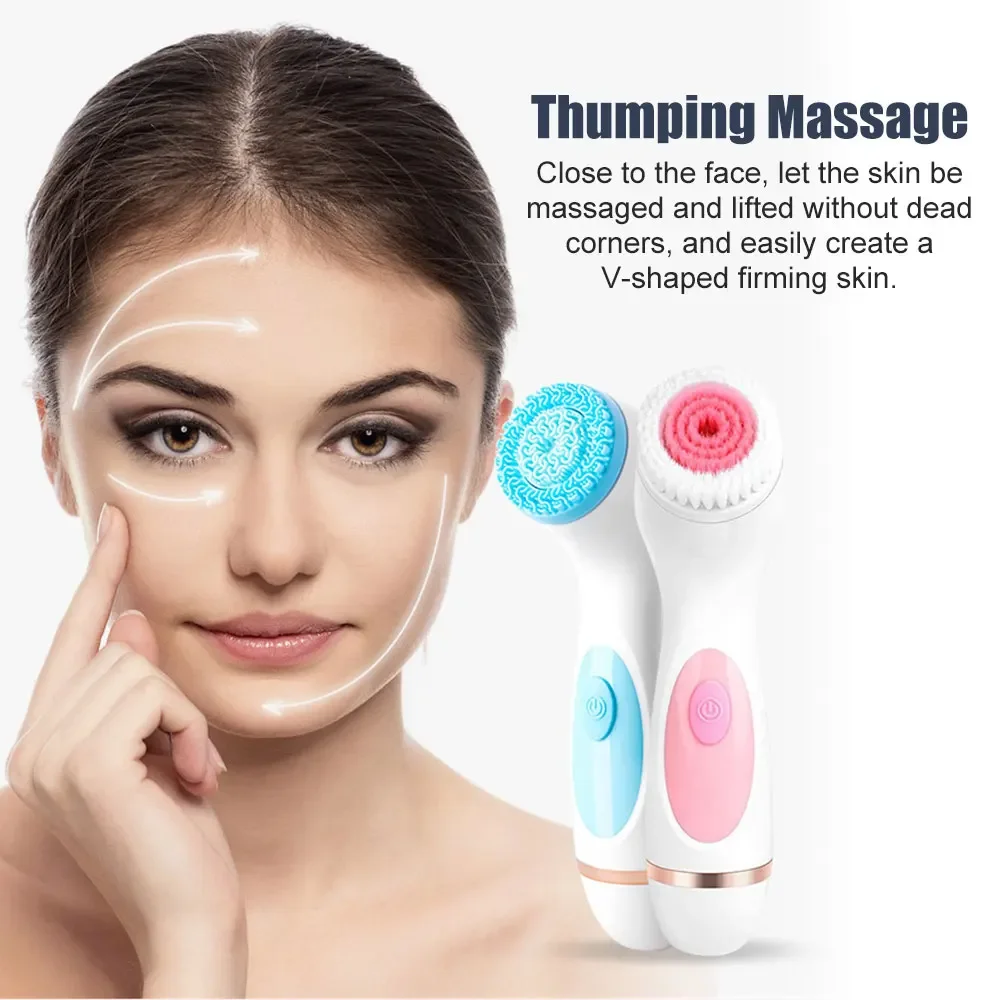 3 In 1 Electric Cleansing Brush Ultrasonic Facial Cleaner Face Massagers Sonic Rotating Cleansing Brush Face Deep Cleansing Tool thumbnail 5
