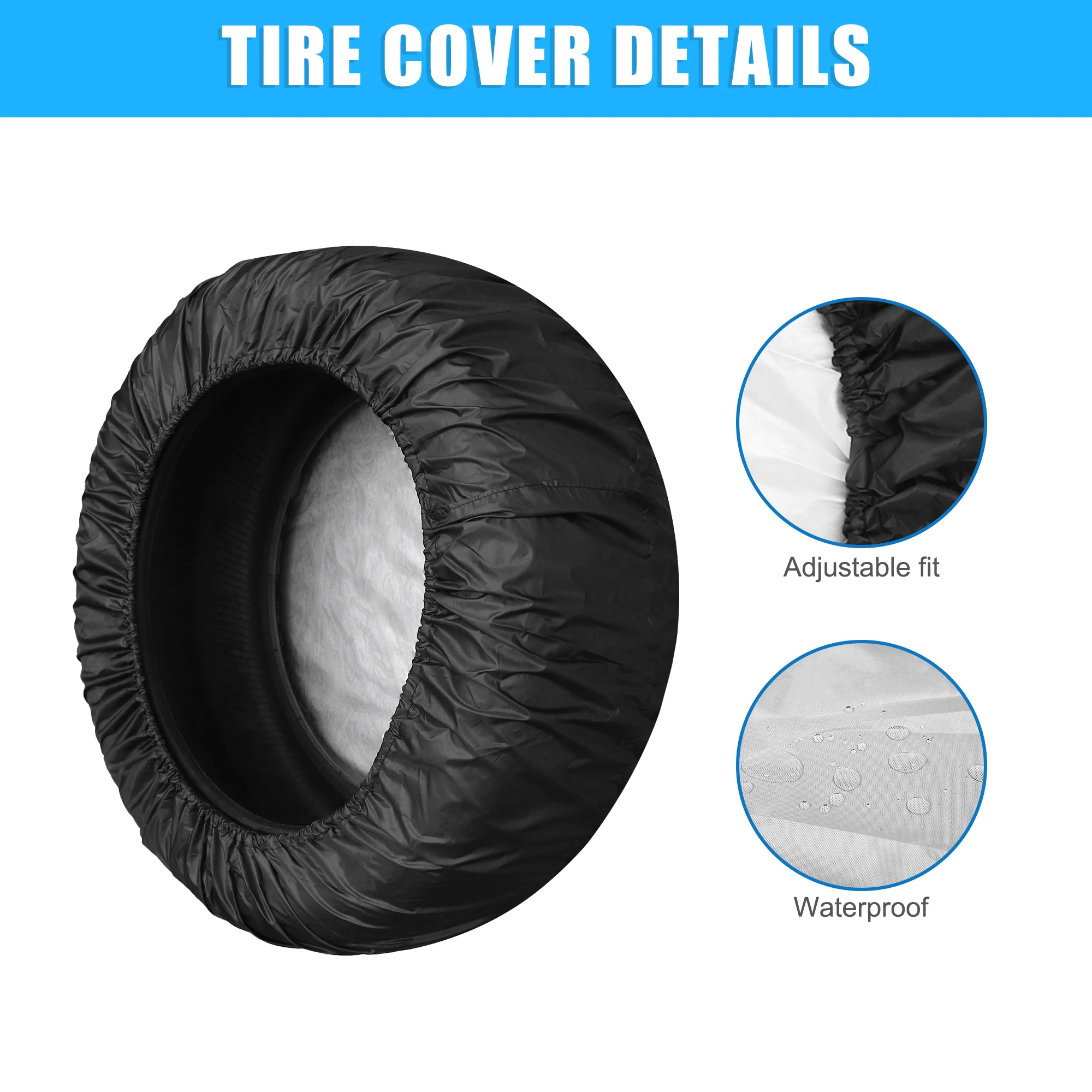 Uxcell Universal 190T Polyester Spare Tire Cover for Jeep Trailer RV SUV Truck Wheel Fit Overall Wheel Diameter 14-17 Inch Black thumbnail 2