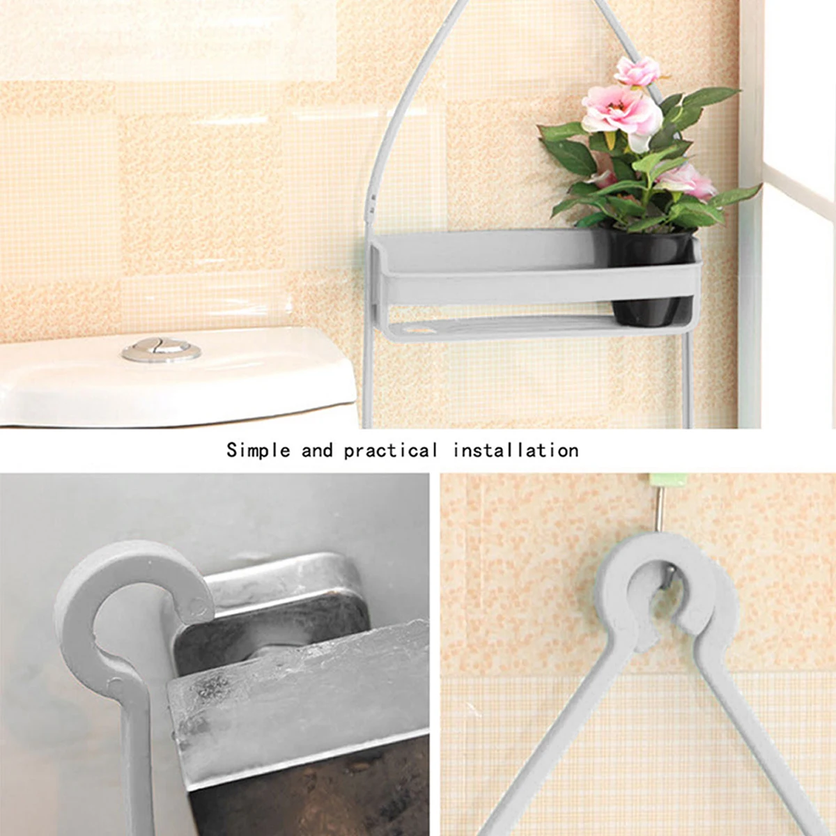 Hanging Bath Shelves Bathroom Shelf Organizer Nail-free Shampoo Holder Storage Shelf Rack Bathroom Basket Holder thumbnail 2