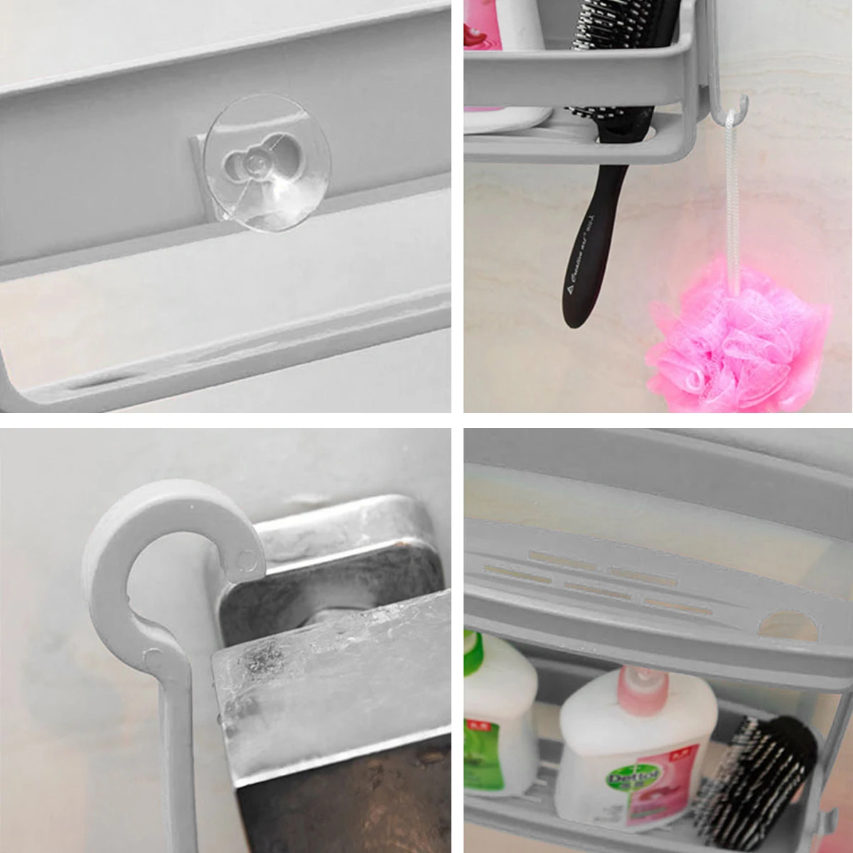 Hanging Bath Shelves Bathroom Shelf Organizer Nail-free Shampoo Holder Storage Shelf Rack Bathroom Basket Holder thumbnail 3