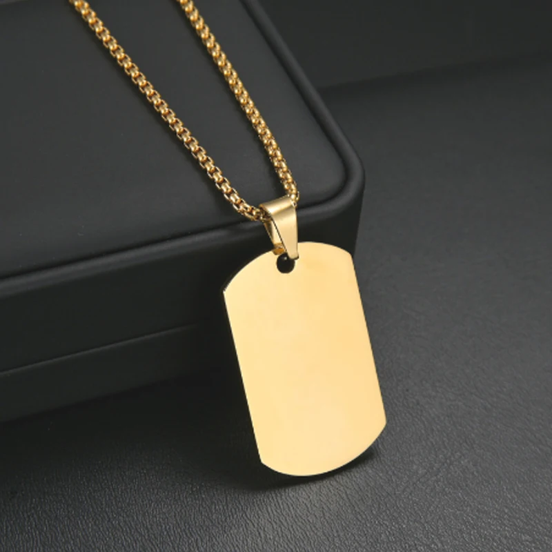 Stainless Steel Jewelry Mens Custom Engraved Name Photo Animal Necklace for Women Personalized Square Pendant Family Party Gift thumbnail 6