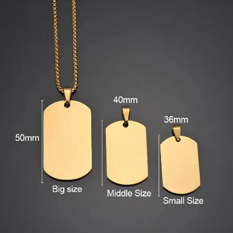 Stainless Steel Jewelry Mens Custom Engraved Name Photo Animal Necklace for Women Personalized Square Pendant Family Party Gift thumbnail 4