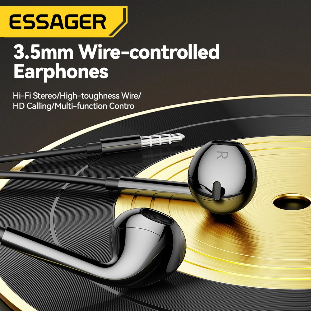 Essager 3.5mm Wired Headphones In Ear Headset Wired Earphones with Microphone Stereo Earbuds Sports In-line Control For Phones thumbnail 2