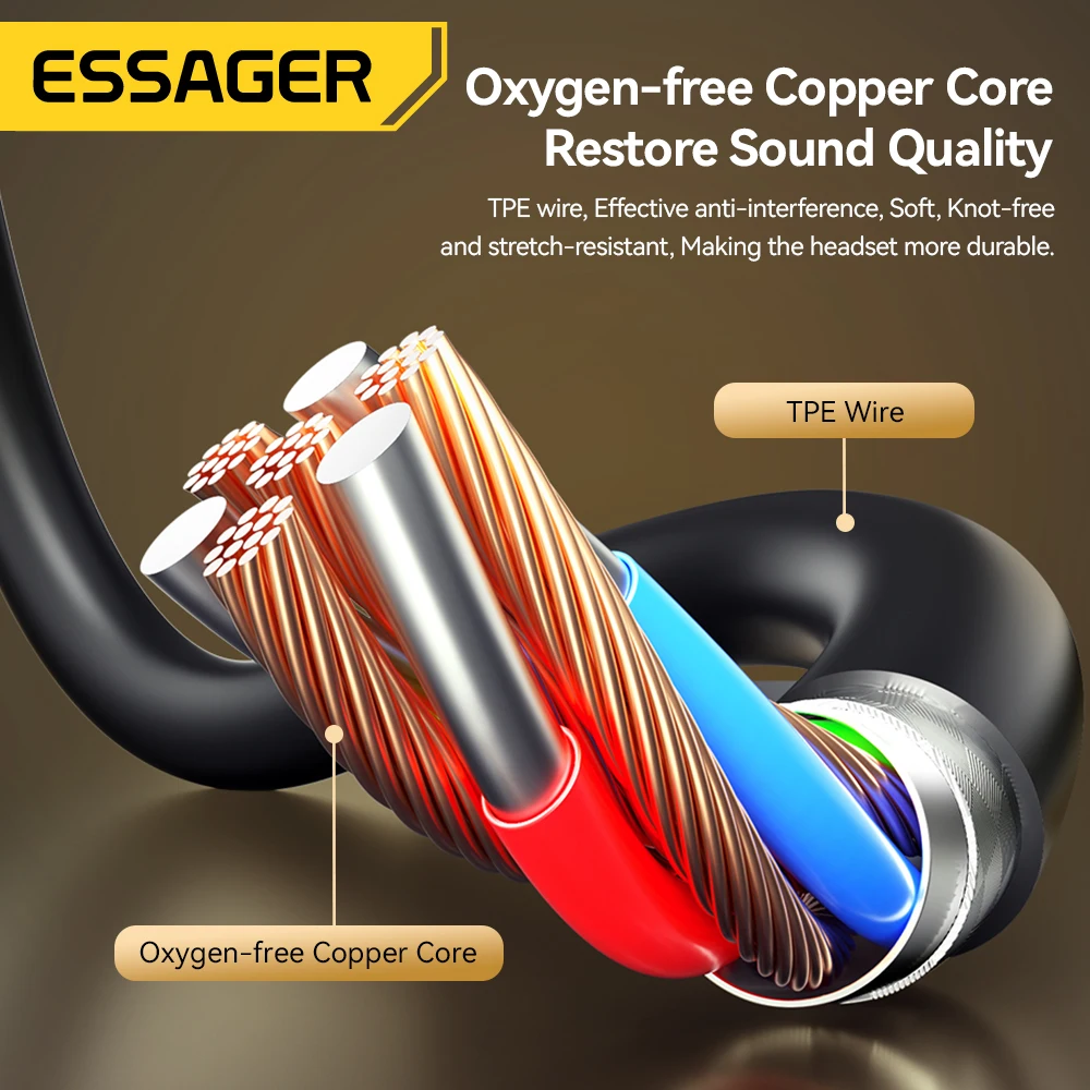 Essager 3.5mm Wired Headphones In Ear Headset Wired Earphones with Microphone Stereo Earbuds Sports In-line Control For Phones thumbnail 4