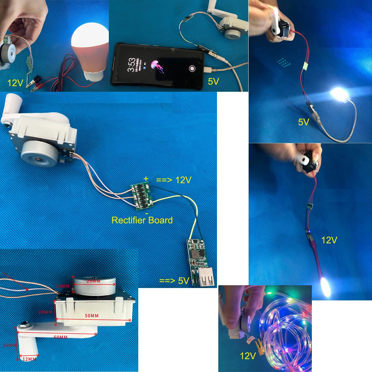 Hand Crank Motor Gear Generator Kit Survival Power Bank Emergency USB Charger thumbnail 5