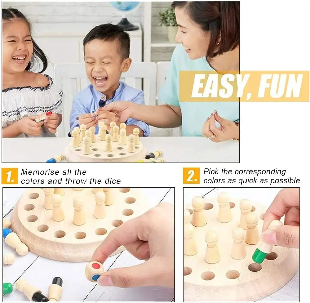 Wooden Memory Match Stick Chess Color Game Board Puzzles Montessori Educational Toy Cognitive Ability Learning Toys For Children thumbnail 3