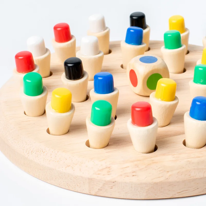 Wooden Memory Match Stick Chess Color Game Board Puzzles Montessori Educational Toy Cognitive Ability Learning Toys For Children thumbnail 5