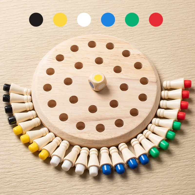 Wooden Memory Match Stick Chess Color Game Board Puzzles Montessori Educational Toy Cognitive Ability Learning Toys For Children thumbnail 2