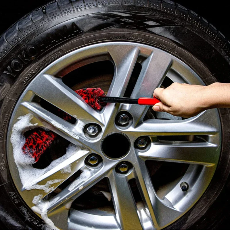 SEAMETAL Car Wheel Tire Brush Soft Plush Wheel Cleaning Brush Car Tire Rims Detailing Long Handle Brushes for Car Cleaning Tools thumbnail 5
