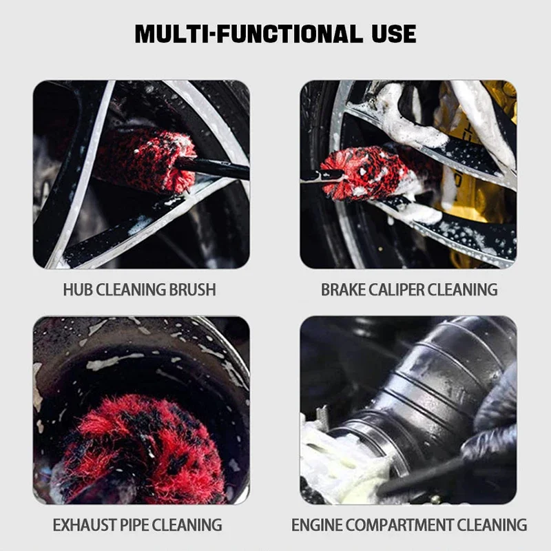 SEAMETAL Car Wheel Tire Brush Soft Plush Wheel Cleaning Brush Car Tire Rims Detailing Long Handle Brushes for Car Cleaning Tools thumbnail 3
