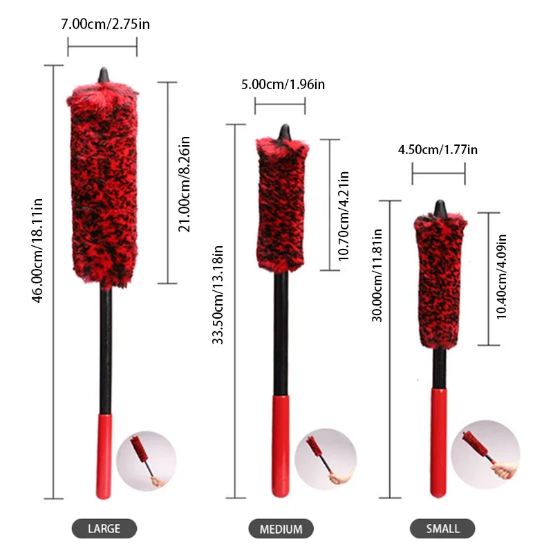 SEAMETAL Car Wheel Tire Brush Soft Plush Wheel Cleaning Brush Car Tire Rims Detailing Long Handle Brushes for Car Cleaning Tools thumbnail 2
