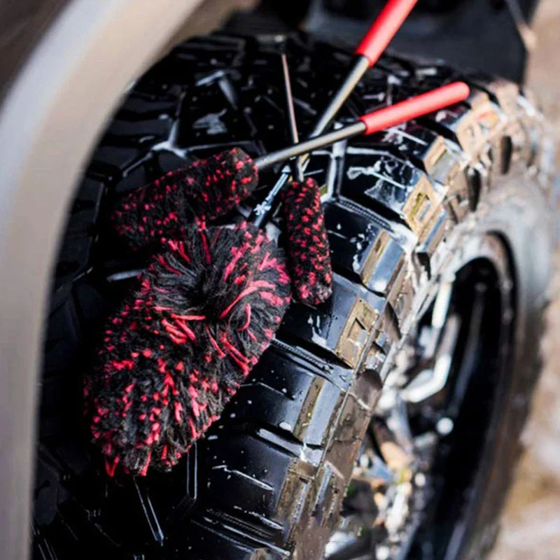 SEAMETAL Car Wheel Tire Brush Soft Plush Wheel Cleaning Brush Car Tire Rims Detailing Long Handle Brushes for Car Cleaning Tools thumbnail 6