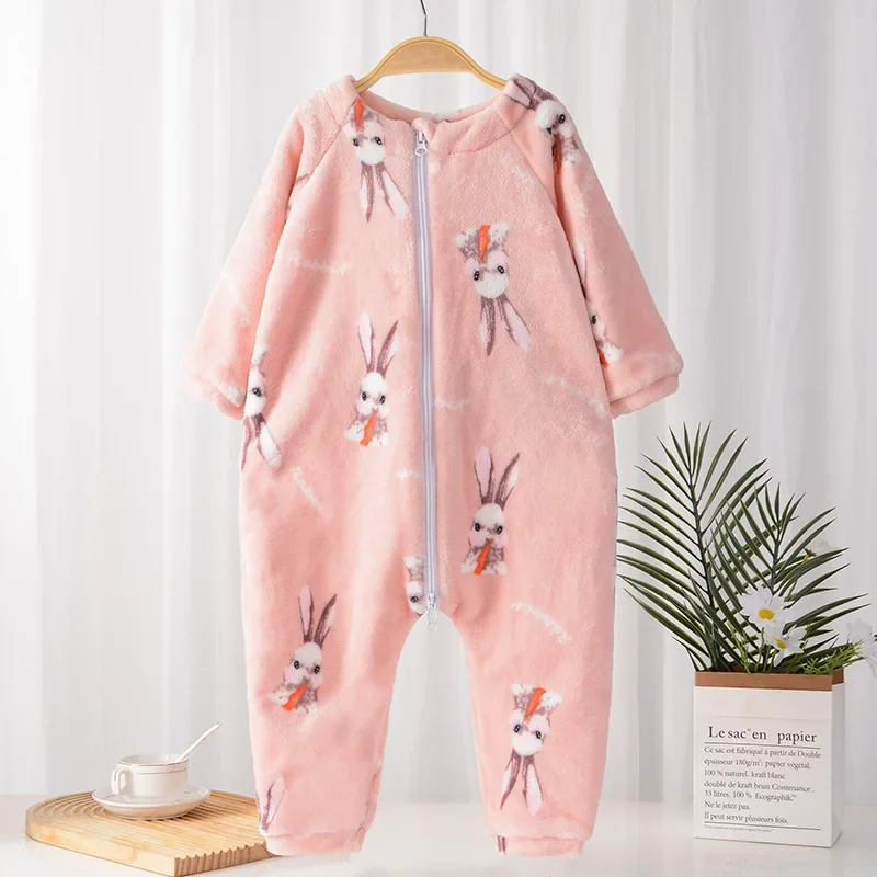Kids Onesie Boys Girls Long Sleeve Flannel Pajamas Children Winter Cartoon Pyjama Baby Sleepwear 1-4 Years Sleeping Bag thumbnail 2
