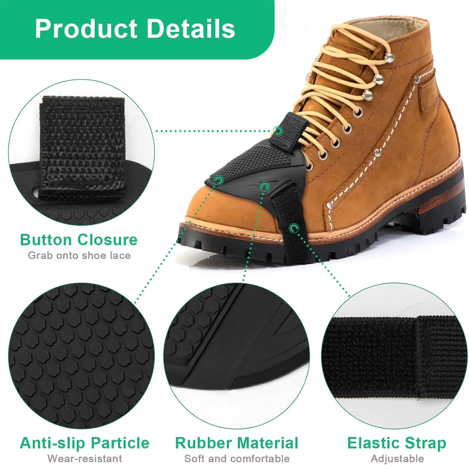 Motorcycle Shoes Protection Gear Motorbike Shift Pad Shoe Boot Protector Cover Durable Anti-skid Protective Rubber Guards Black thumbnail 2