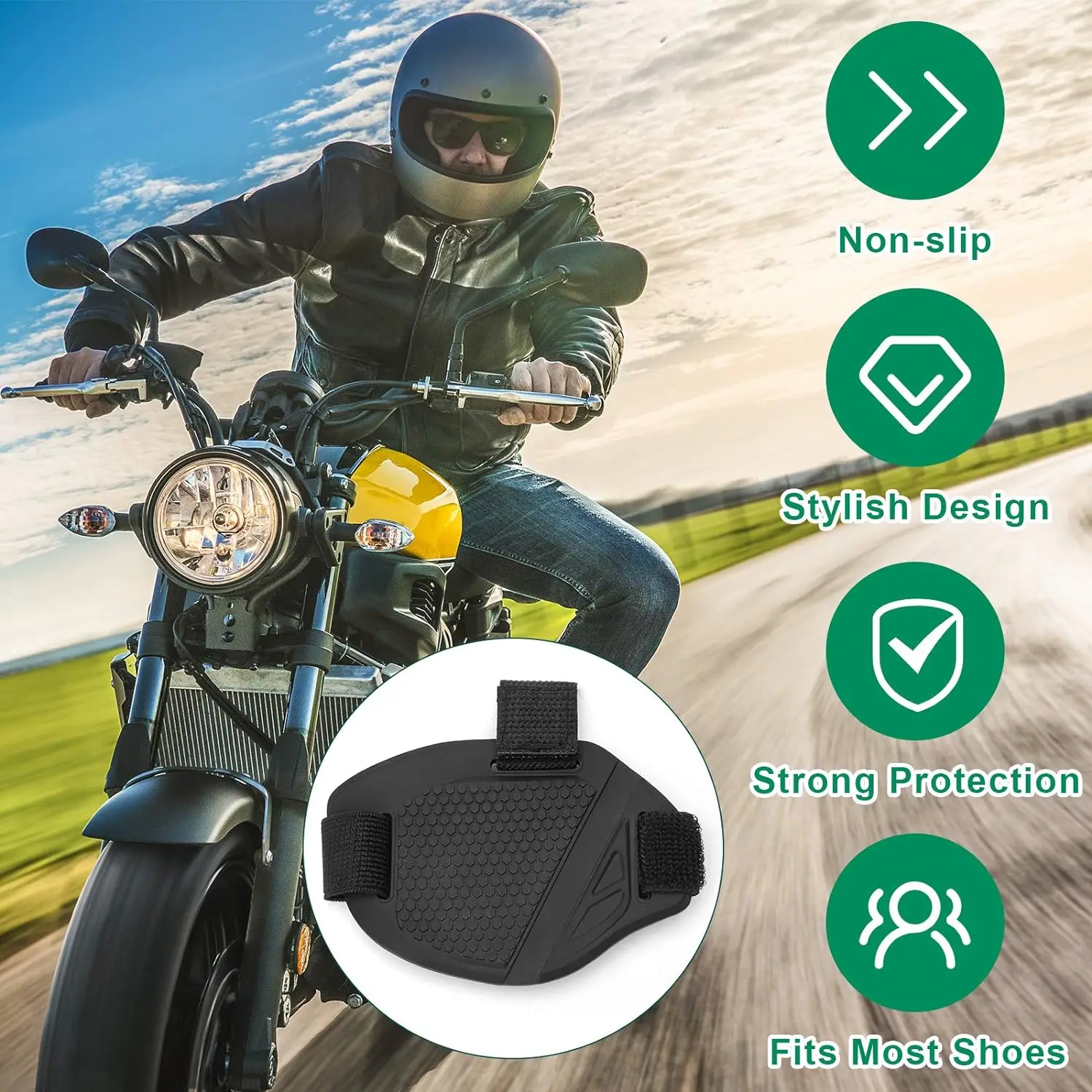Motorcycle Shoes Protection Gear Motorbike Shift Pad Shoe Boot Protector Cover Durable Anti-skid Protective Rubber Guards Black thumbnail 6