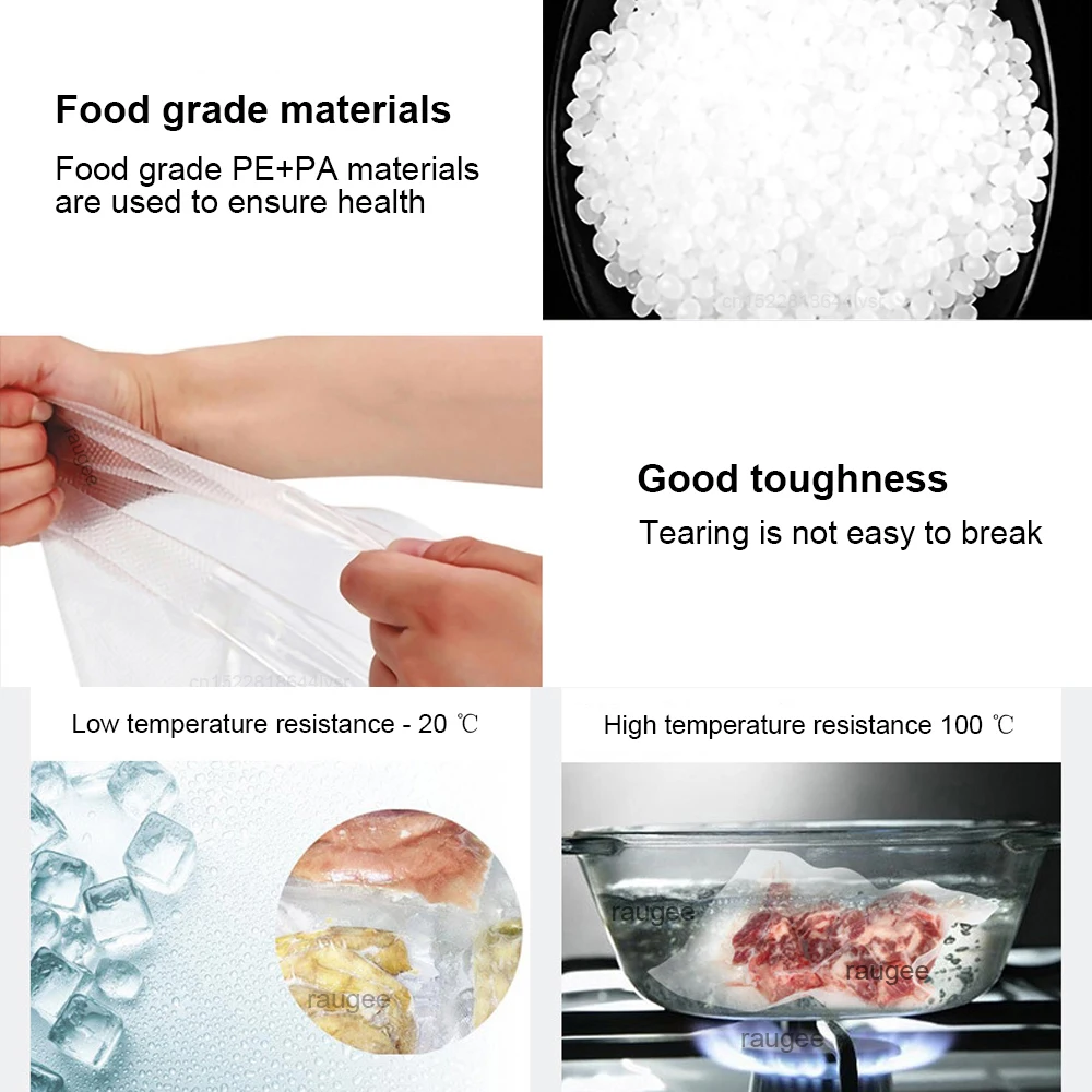 Vacuum Packaging Bags for Food 100pcs Food Storage Vacuum Bags for Vacuum Sealer Machine  Food Fresh Long Keeping Empty Bags thumbnail 4