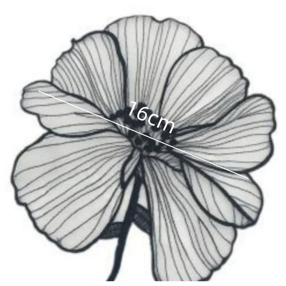 1pc black lotus flower embroidery Patches for clothing DIY sew on floral parches Embroidery lace appliques for shirts thumbnail 5