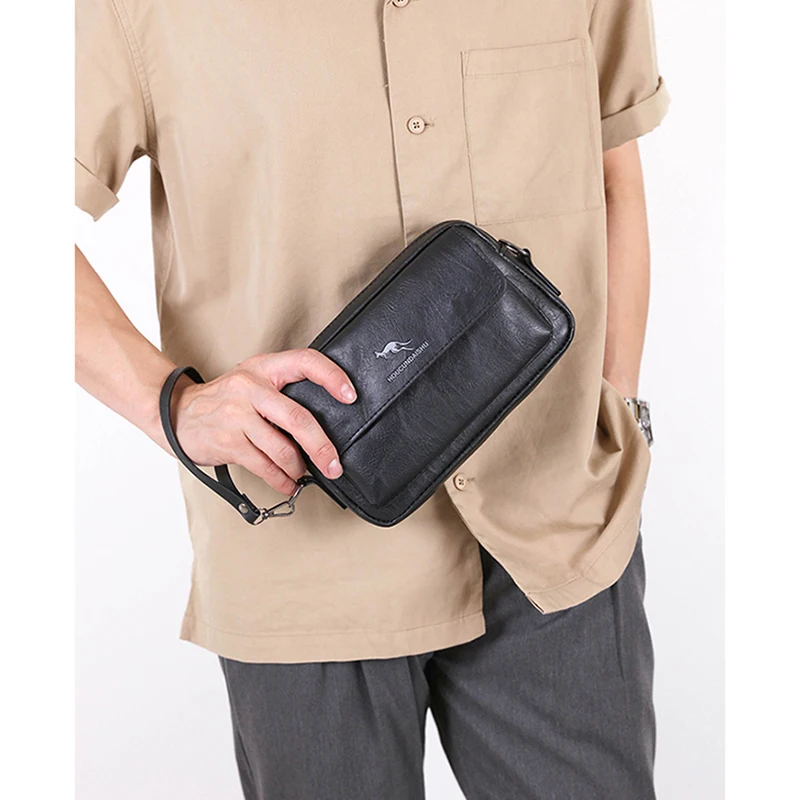 PU Leather Men'S Clutch Bag Long Wallet Mini Shoulder Handbag Square Cross Card Holder Phone Necessaire Pouch Hand Porter Bag thumbnail 3