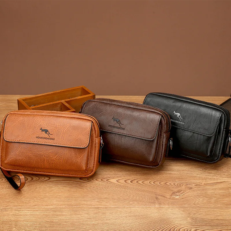 PU Leather Men'S Clutch Bag Long Wallet Mini Shoulder Handbag Square Cross Card Holder Phone Necessaire Pouch Hand Porter Bag thumbnail 6