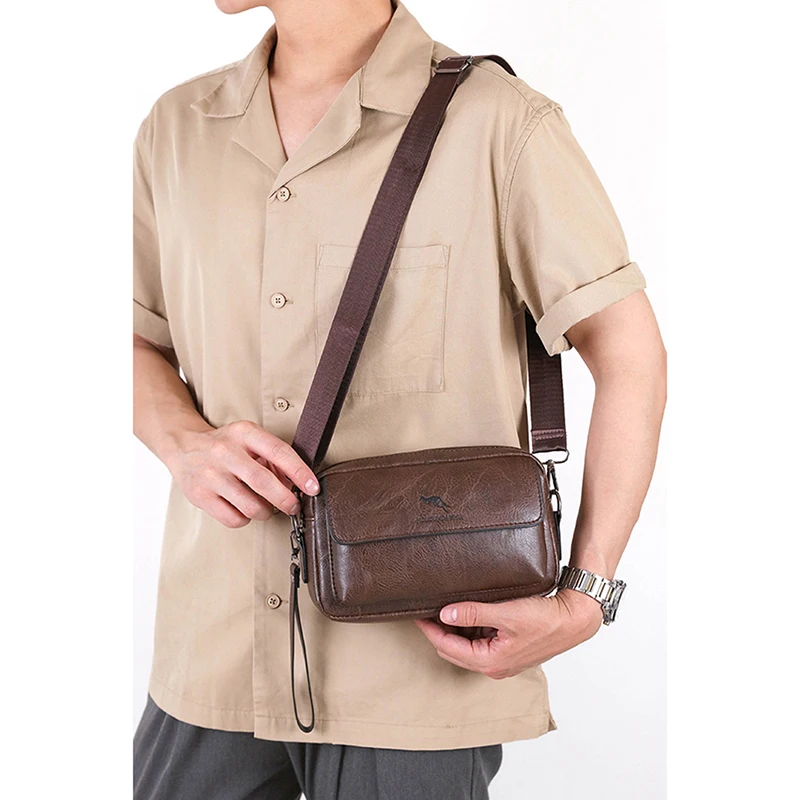PU Leather Men'S Clutch Bag Long Wallet Mini Shoulder Handbag Square Cross Card Holder Phone Necessaire Pouch Hand Porter Bag thumbnail 4