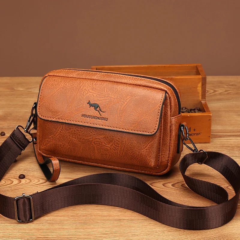 PU Leather Men'S Clutch Bag Long Wallet Mini Shoulder Handbag Square Cross Card Holder Phone Necessaire Pouch Hand Porter Bag thumbnail 5