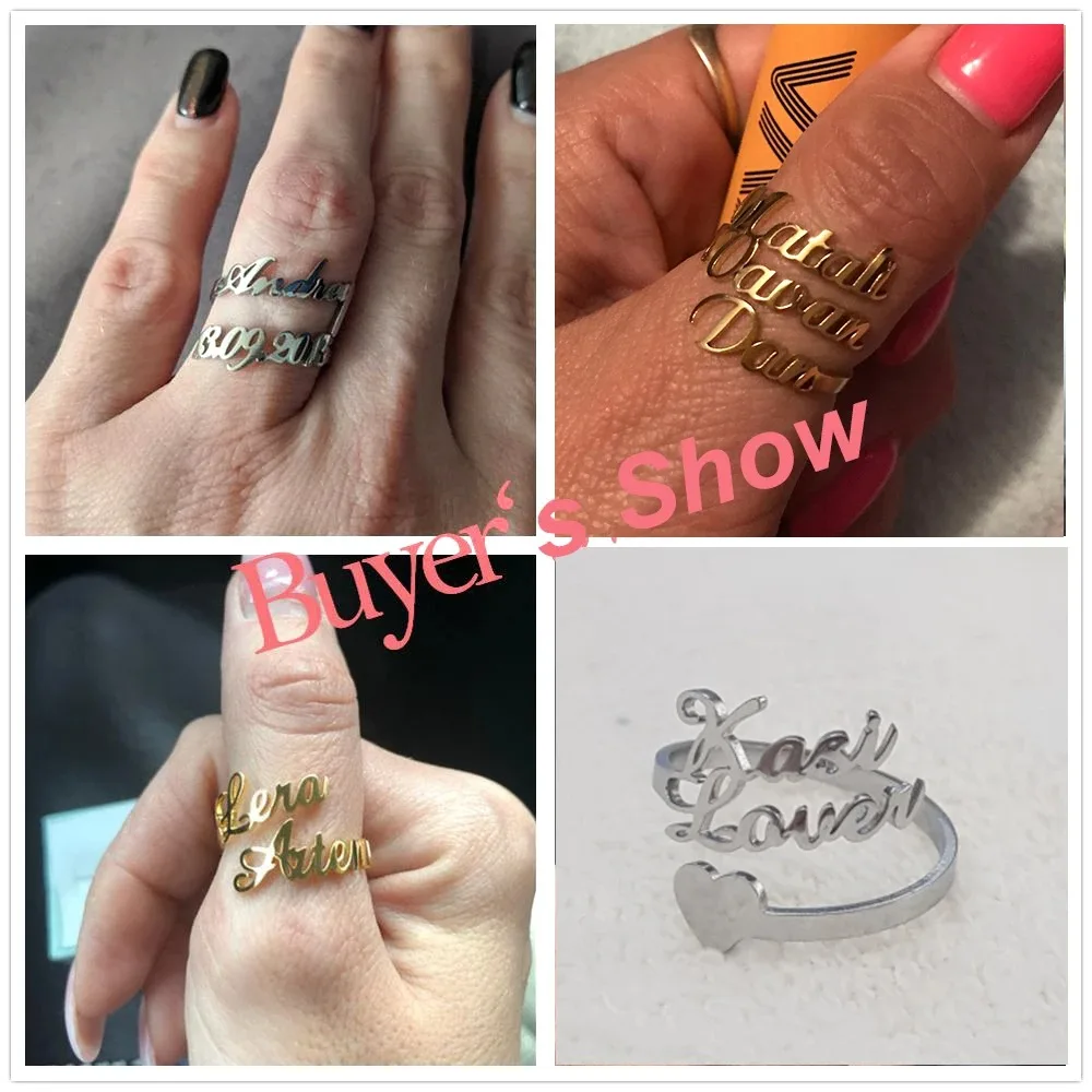 Custom Name Ring for Women Men Personalized Finger Jewelry Stainless Steel Accessories Multiple Double Names Rings Family Gift thumbnail 3