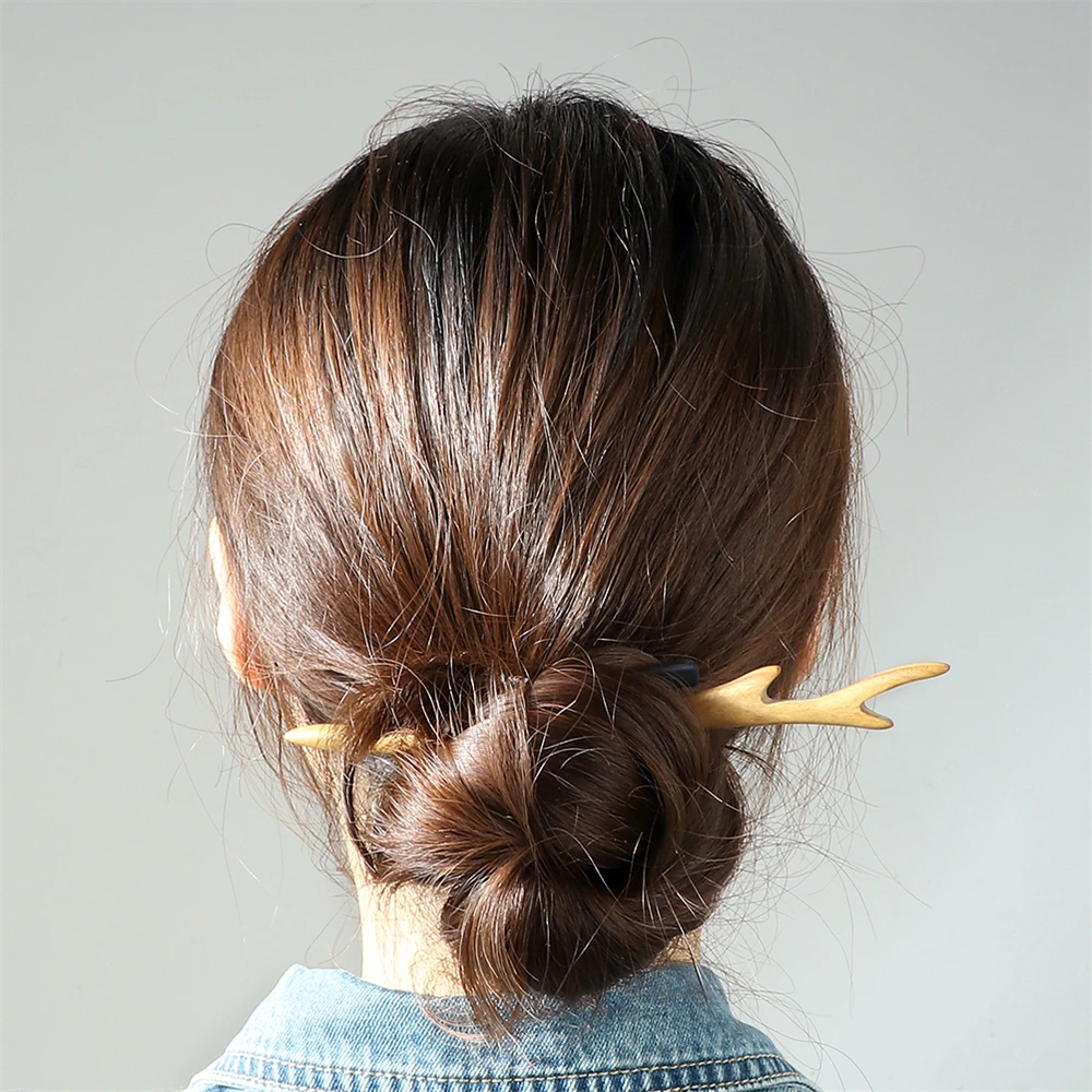 Vintage Hair Stick Natural Green Sandalwood Hairpin Women Girls Hair Clips Pins Antiquity Chinese Style Hair Accessories Jewelry thumbnail 3