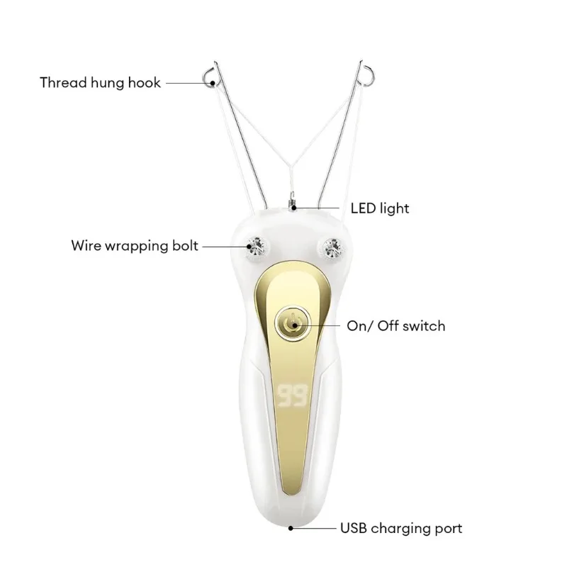 Mini Electric Hair Remover Facial Hair Removal Defeatherer Women Beauty Epilator Body Arm Cotton Thread Depilator LCD Display thumbnail 6