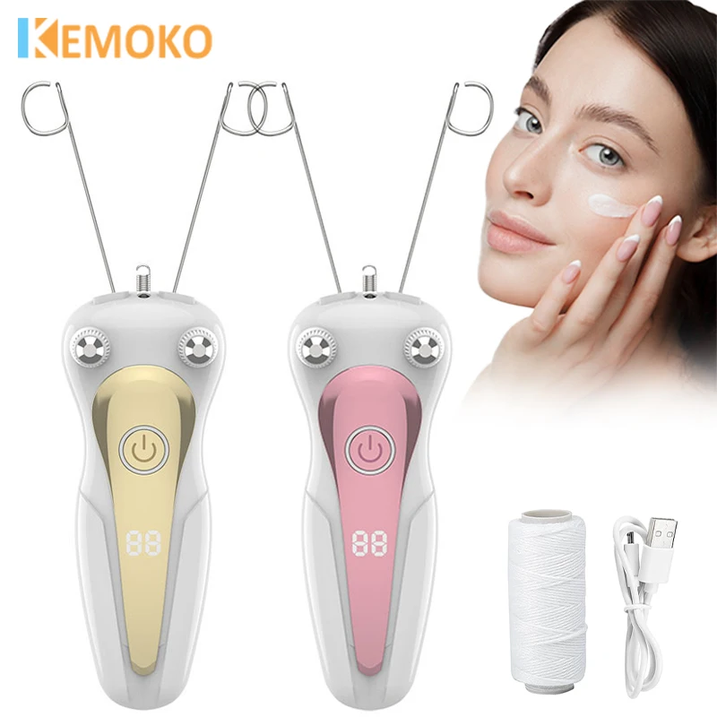 Mini Electric Hair Remover Facial Hair Removal Defeatherer Women Beauty Epilator Body Arm Cotton Thread Depilator LCD Display