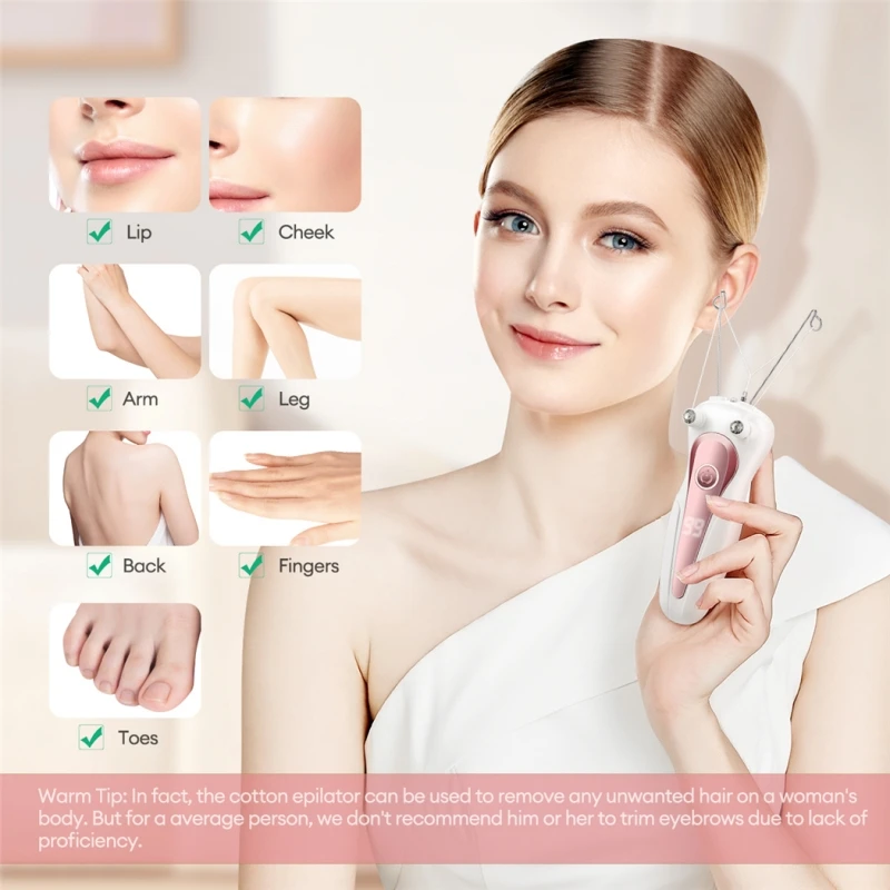 Mini Electric Hair Remover Facial Hair Removal Defeatherer Women Beauty Epilator Body Arm Cotton Thread Depilator LCD Display thumbnail 2