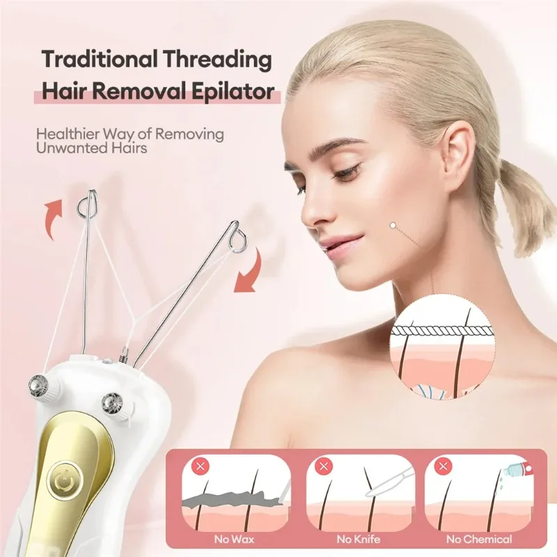 Mini Electric Hair Remover Facial Hair Removal Defeatherer Women Beauty Epilator Body Arm Cotton Thread Depilator LCD Display thumbnail 3