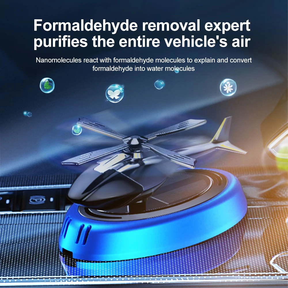 Solar Fragrance Car Air Freshener Helicopter Solar Power Rotating Propeller Aroma Diffuser Auto Interior Decoration Aromatherapy thumbnail 5